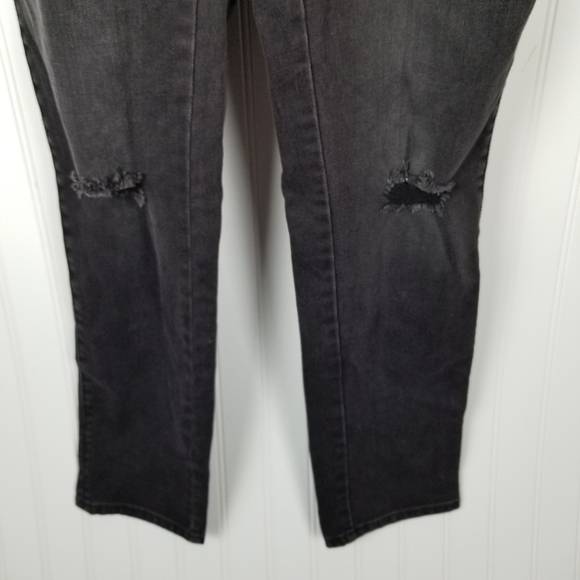 Massimo Womens Black Denim Overalls Size Medium Distressed Skinny Leg Stretch - Picture 10 of 13